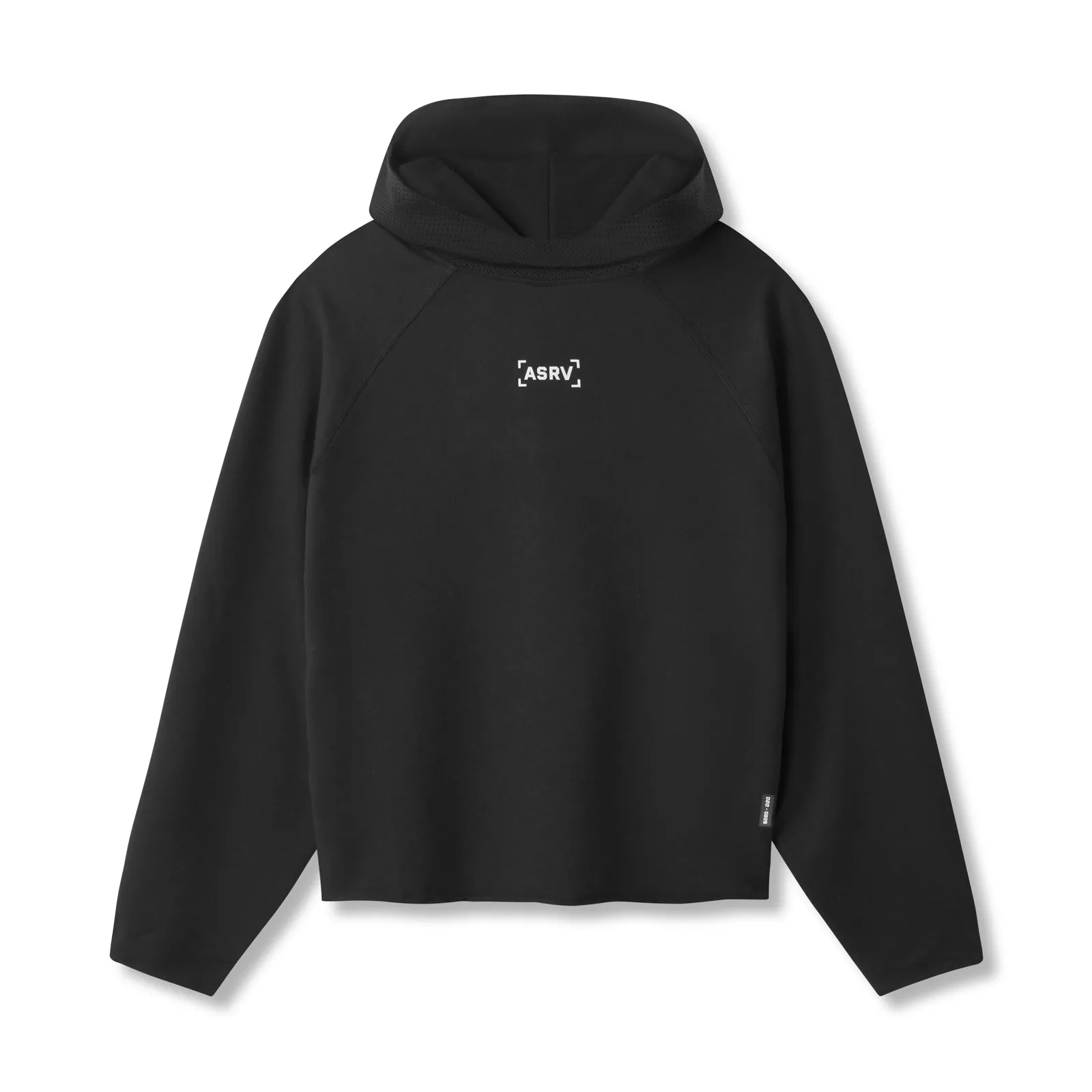 0958. Micro-Terry Raw Hem Hoodie - Black