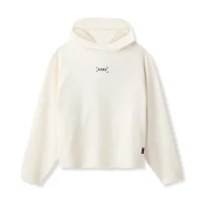 0958. Micro-Terry Raw Hem Hoodie - Cream