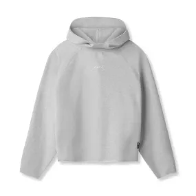 0958. Micro-Terry Raw Hem Hoodie - Heather Grey