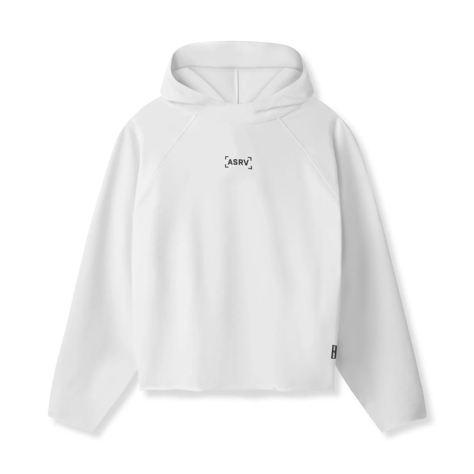 0958. Micro-Terry Raw Hem Hoodie - White