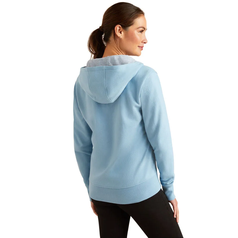 10049036 Ariat Women's Team Logo Full Zip Hoodie - Glacier Lake (Blue)