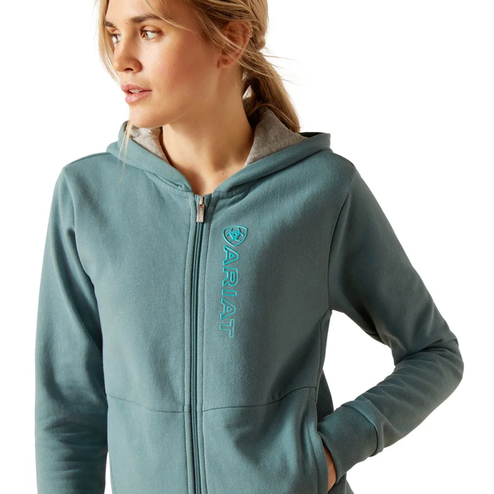 10049037 Ariat Women's Team Logo Full Zip Hoodie - North Atlantic