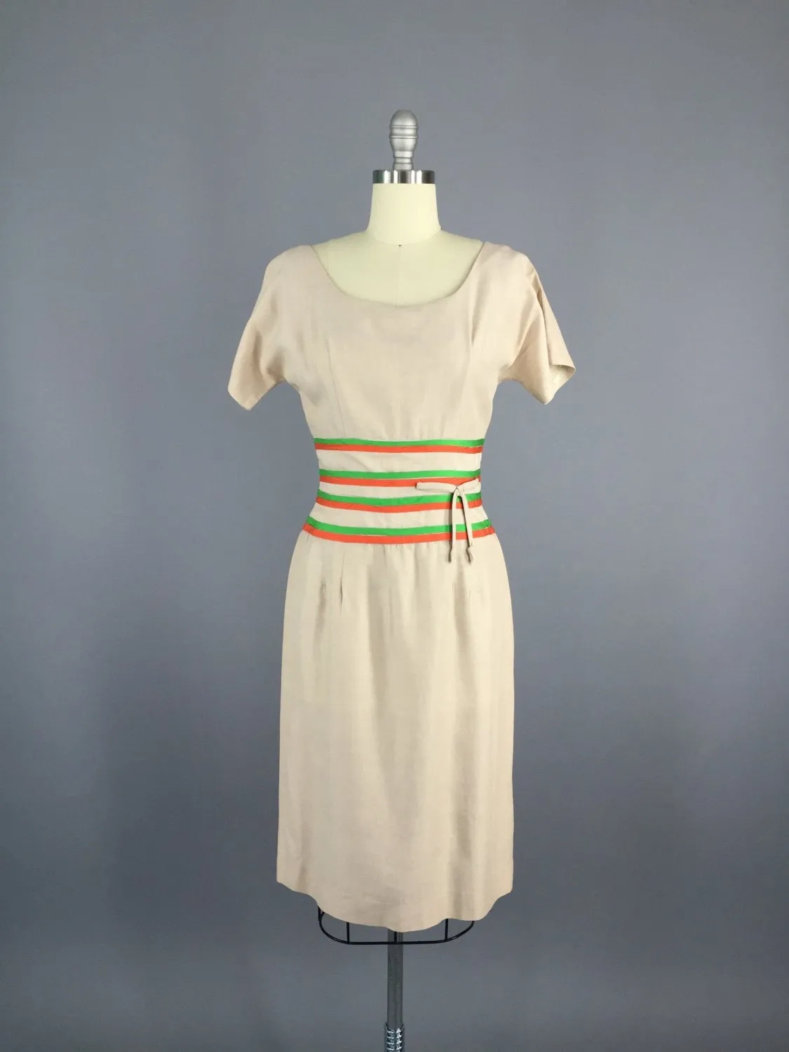 1950s Vintage Silk Wiggle Dress