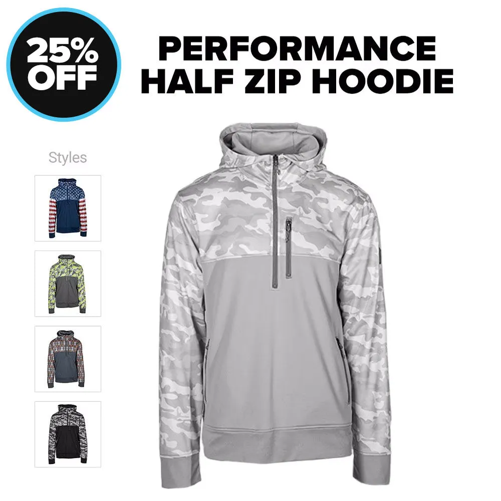 25% OFF HALF ZIP PERFORMANCE HOODIE