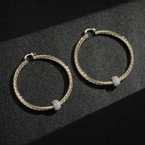 68mm Gold Filled Bonded Twist Hoop Earrings with Disco Ball