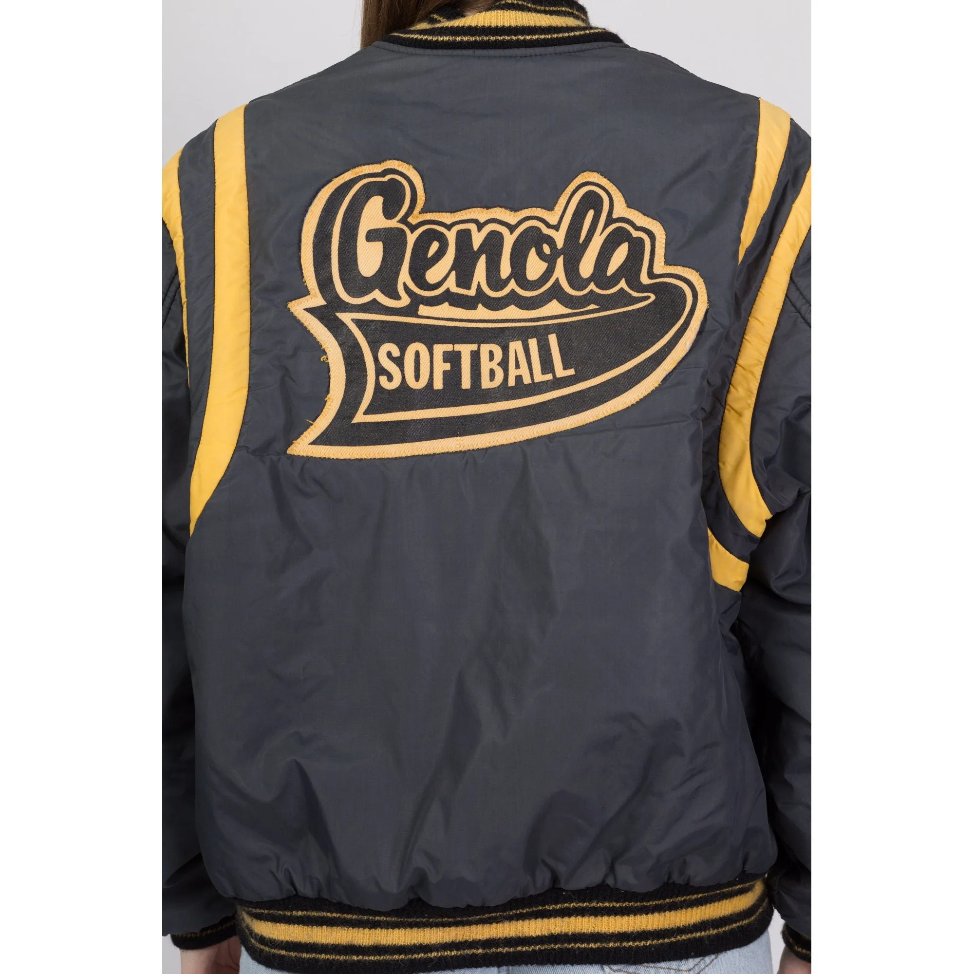 80s Genola Softball Varsity Bomber Jacket - Men's Medium, Women's Large