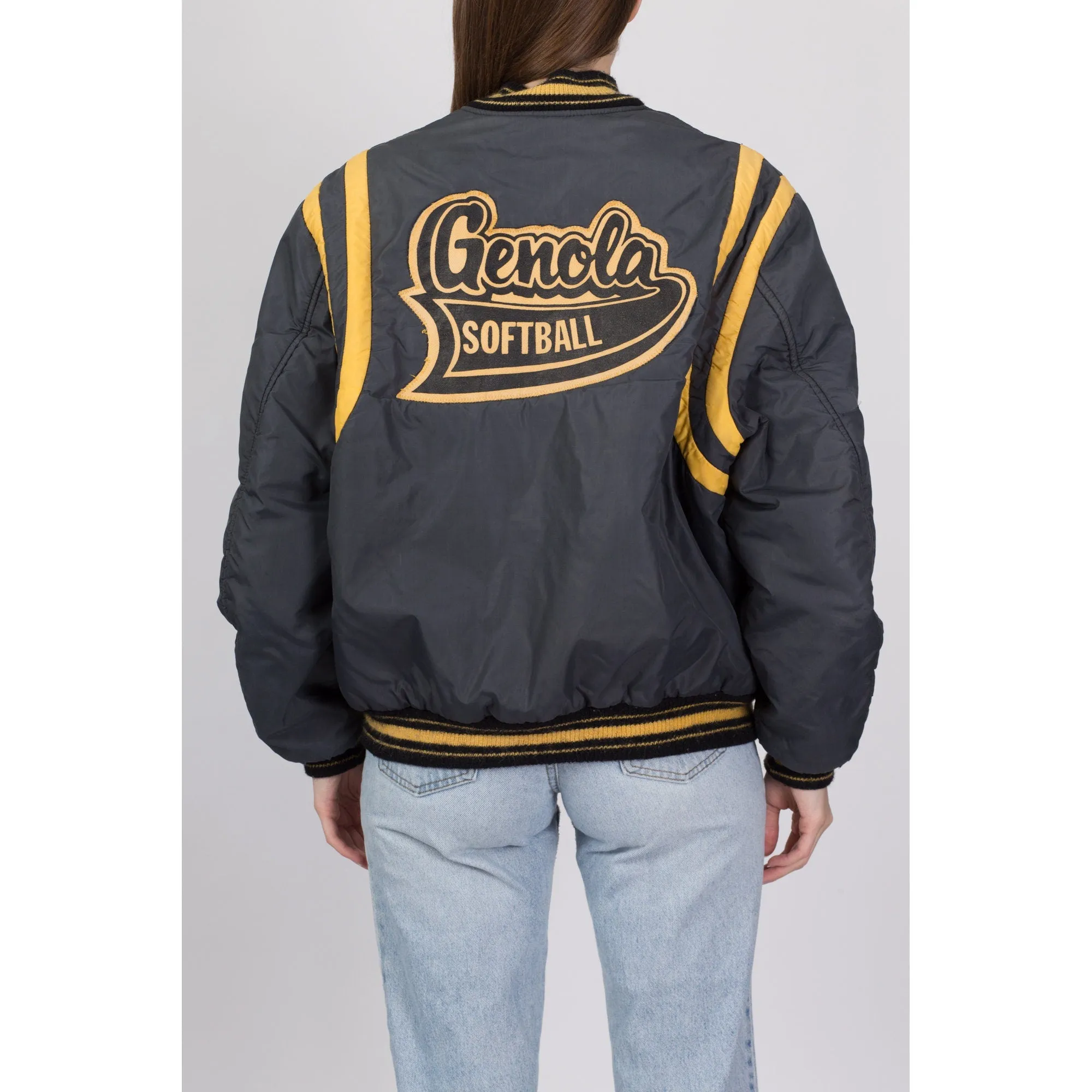 80s Genola Softball Varsity Bomber Jacket - Men's Medium, Women's Large