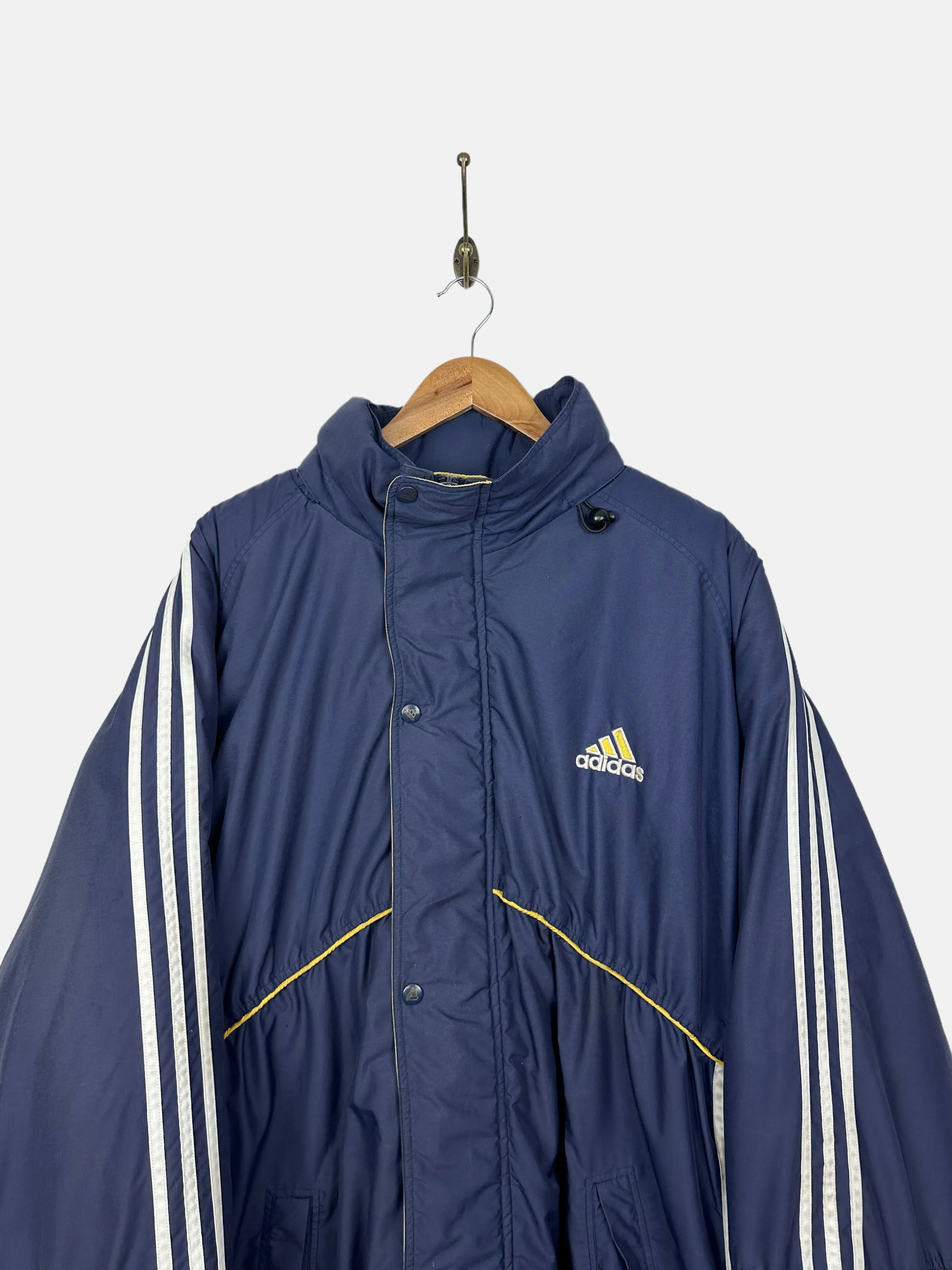 90's Adidas Embroidered Vintage Thick Puffer Jacket with Hood Size 2XL