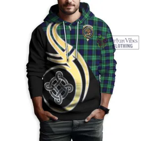 Abercrombie Tartan Hoodie with Family Crest and Celtic Symbol Style