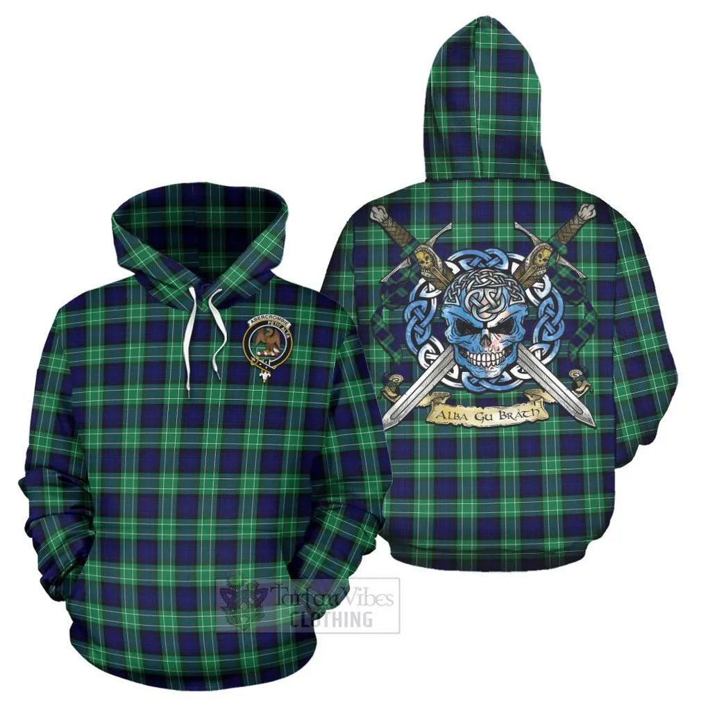 Abercrombie Tartan Hoodie with Family Crest Celtic Skull Style