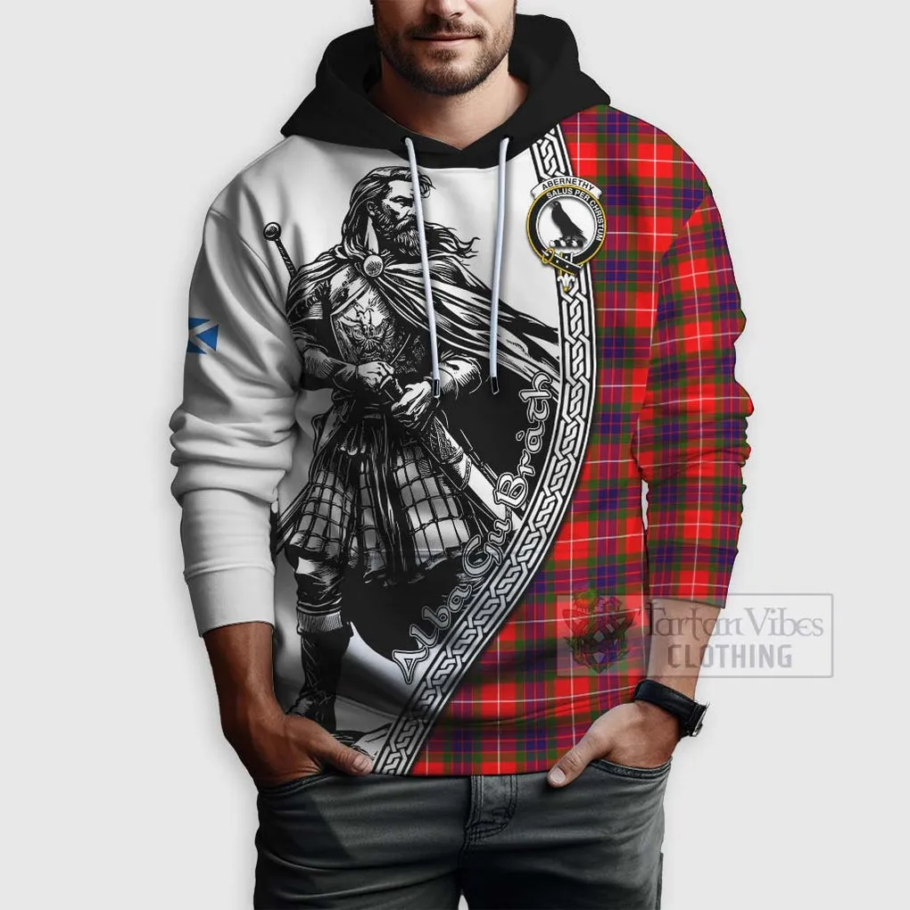 Abernethy Tartan Clan Crest Hoodie with Highlander Warrior Celtic Style