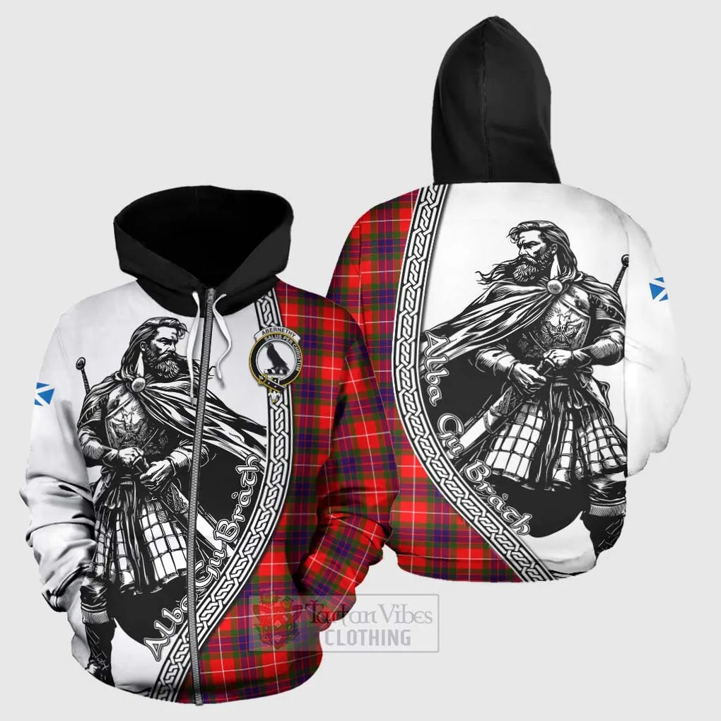 Abernethy Tartan Clan Crest Hoodie with Highlander Warrior Celtic Style