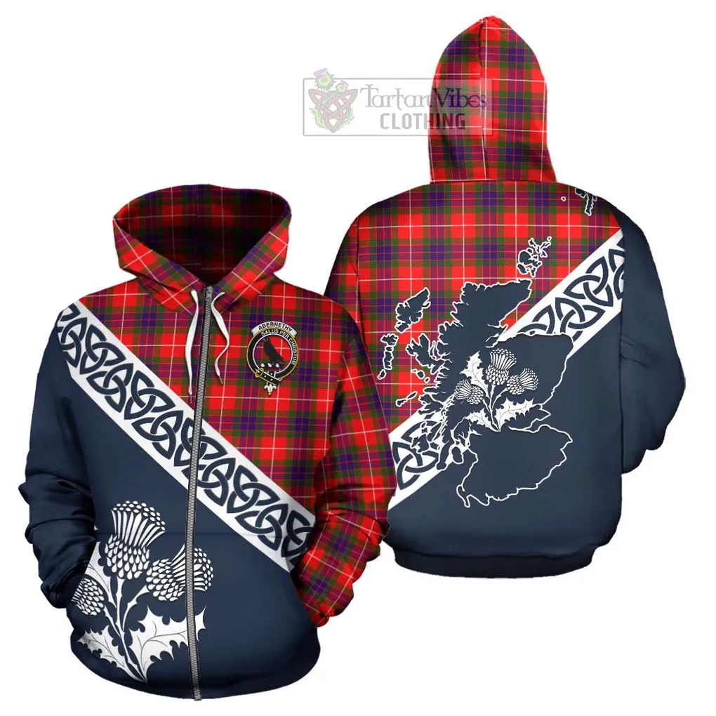 Abernethy Tartan Hoodie Featuring Thistle and Scotland Map