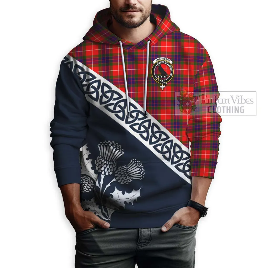 Abernethy Tartan Hoodie Featuring Thistle and Scotland Map