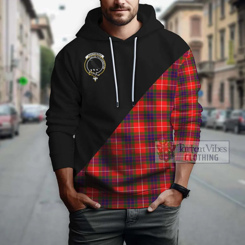 Abernethy Tartan Hoodie with Family Crest and Military Logo Style