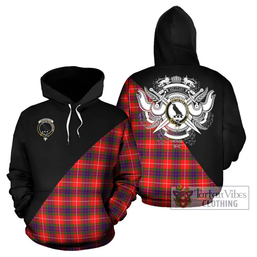 Abernethy Tartan Hoodie with Family Crest and Military Logo Style