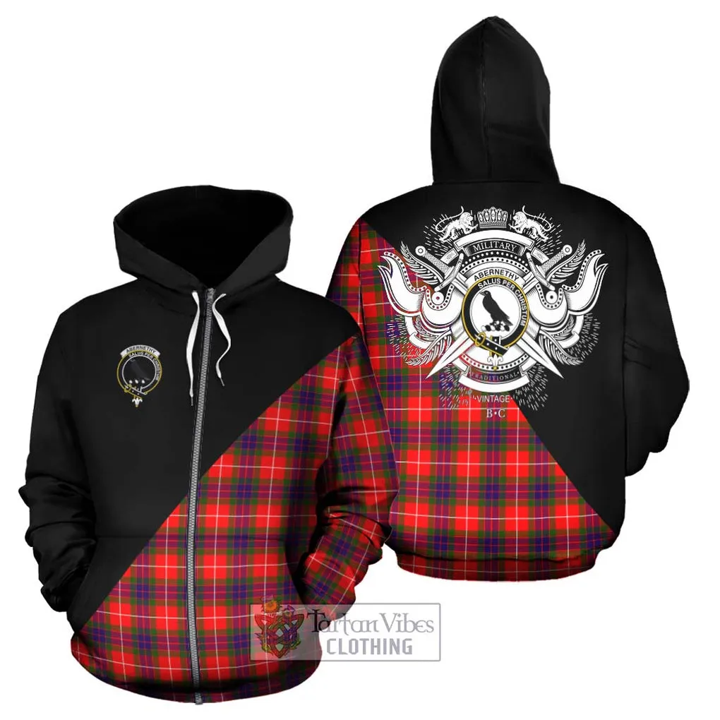 Abernethy Tartan Hoodie with Family Crest and Military Logo Style