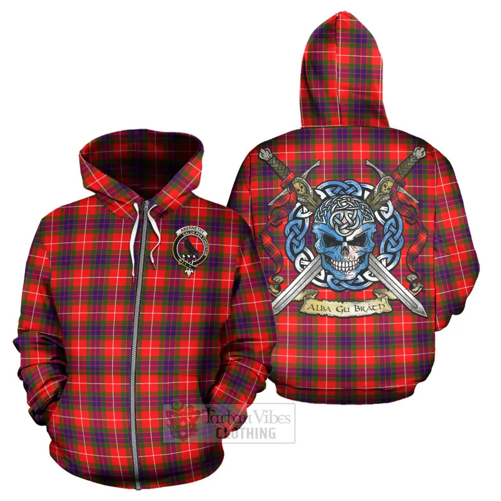 Abernethy Tartan Hoodie with Family Crest Celtic Skull Style