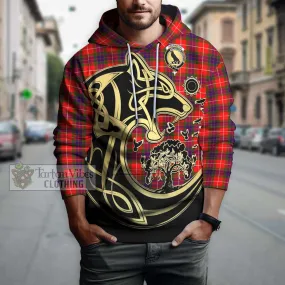 Abernethy Tartan Hoodie with Family Crest Celtic Wolf Style