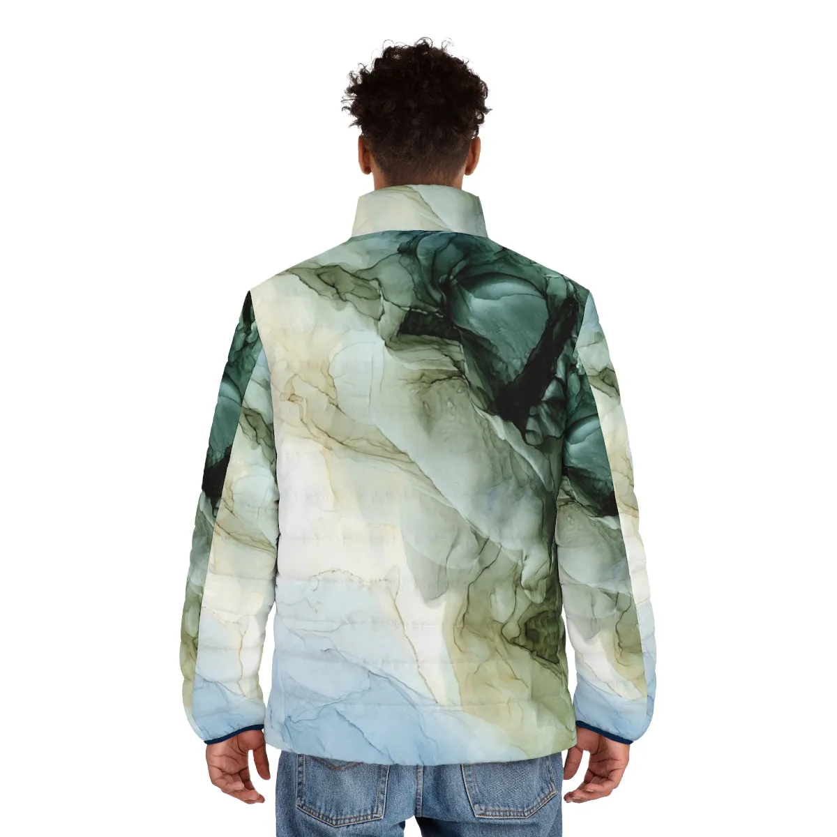 Abstract Landscape Painting Puffer Jacket | Colorful Modern Design