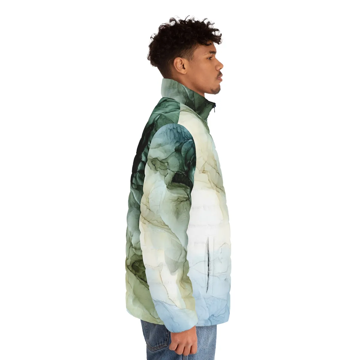 Abstract Landscape Painting Puffer Jacket | Colorful Modern Design