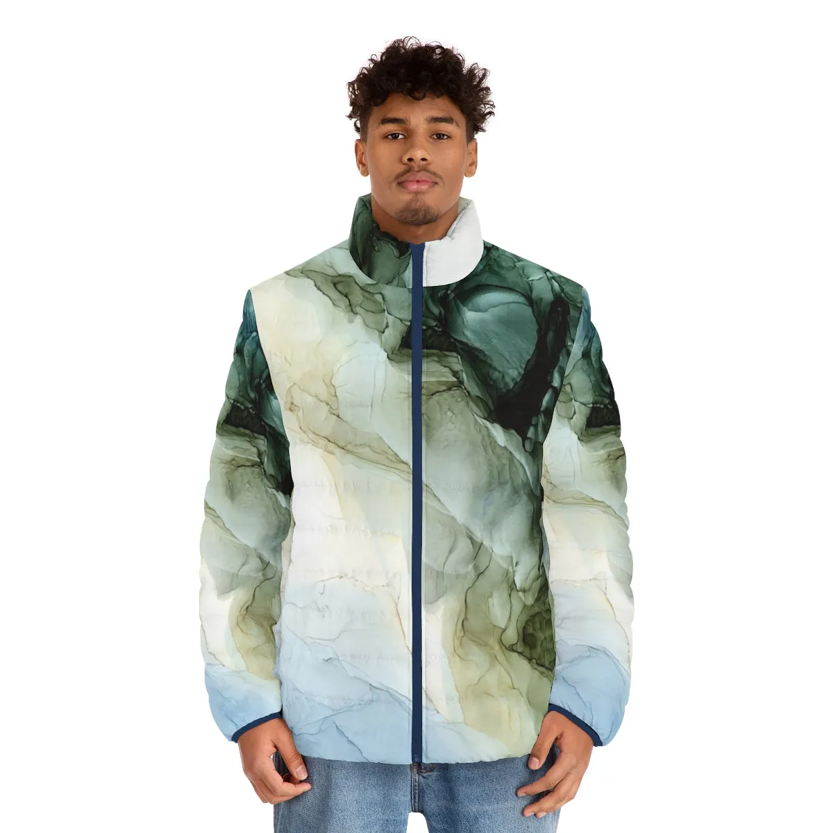 Abstract Landscape Painting Puffer Jacket | Colorful Modern Design