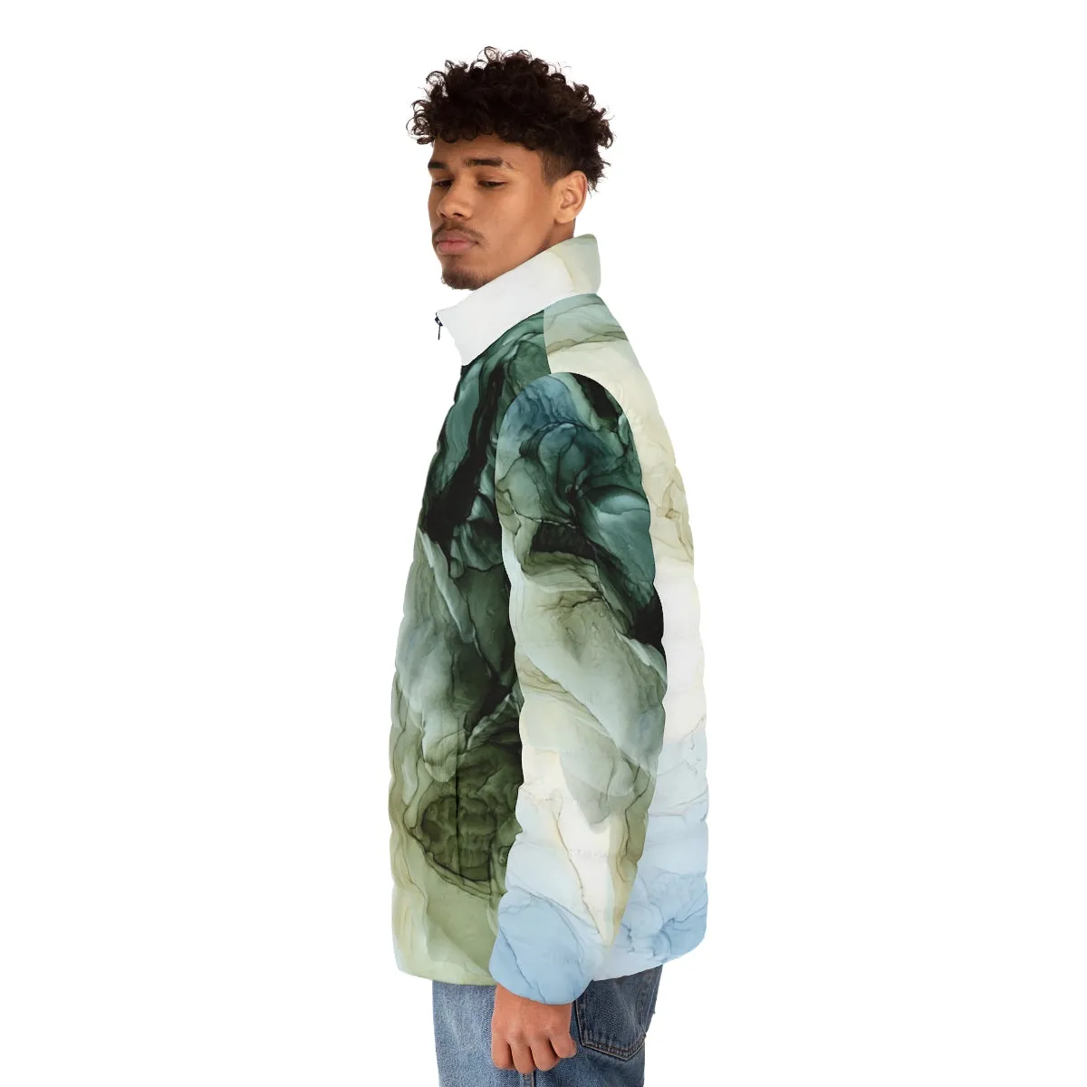 Abstract Landscape Painting Puffer Jacket | Colorful Modern Design