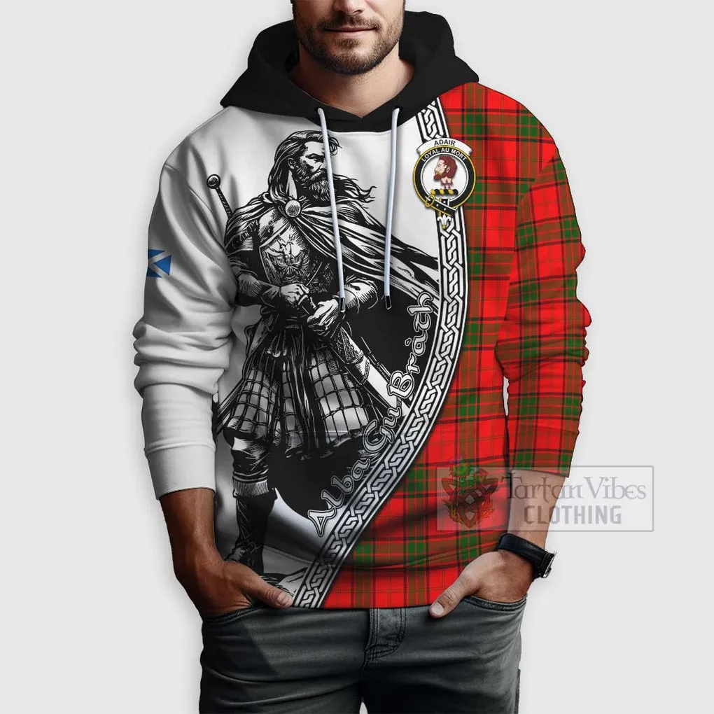 Adair Tartan Clan Crest Hoodie with Highlander Warrior Celtic Style