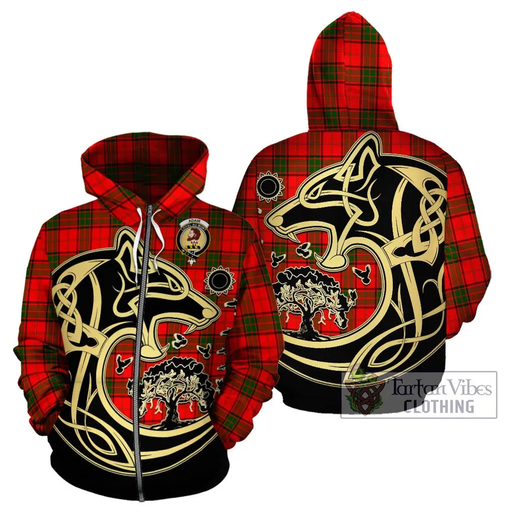 Adair Tartan Hoodie with Family Crest Celtic Wolf Style