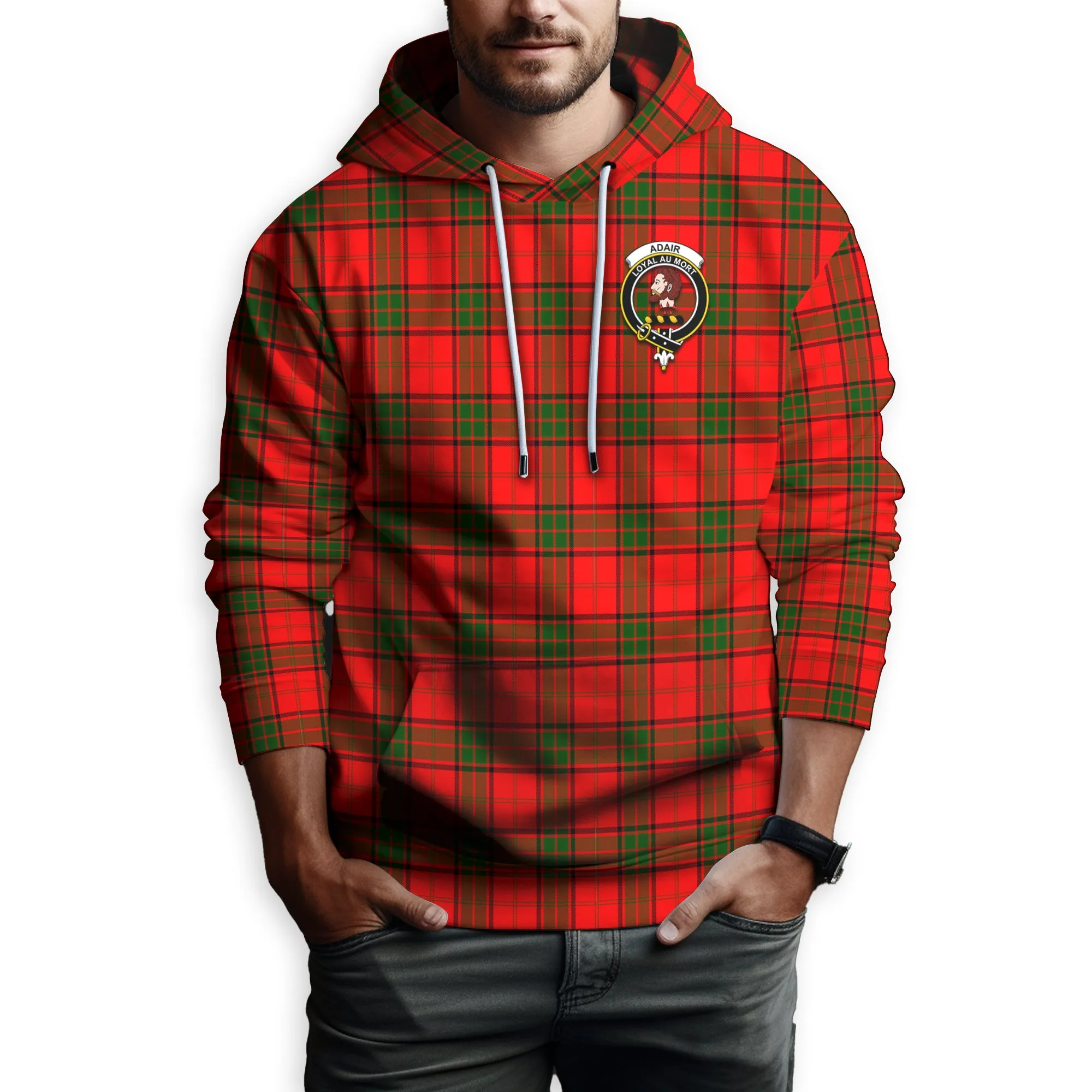 Adair Tartan Hoodie with Family Crest