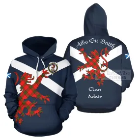 Adair Tartan Lion Rampant Hoodie Proudly Display Your Heritage with Alba Gu Brath and Clan Name