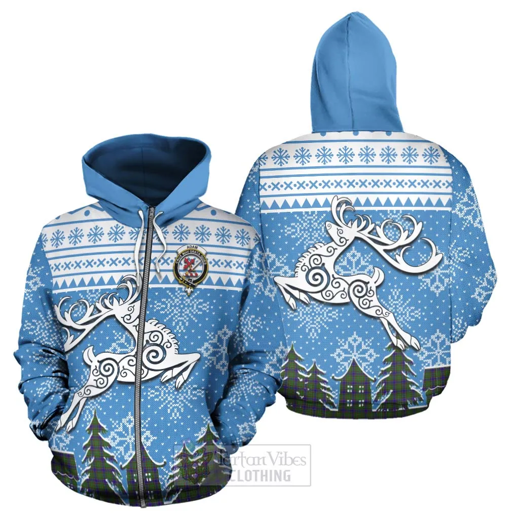 Adam Clan Christmas Hoodie Celtic Reindeer Style