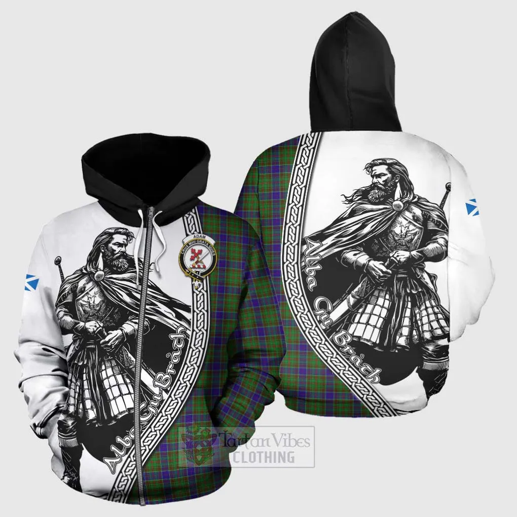 Adam Tartan Clan Crest Hoodie with Highlander Warrior Celtic Style