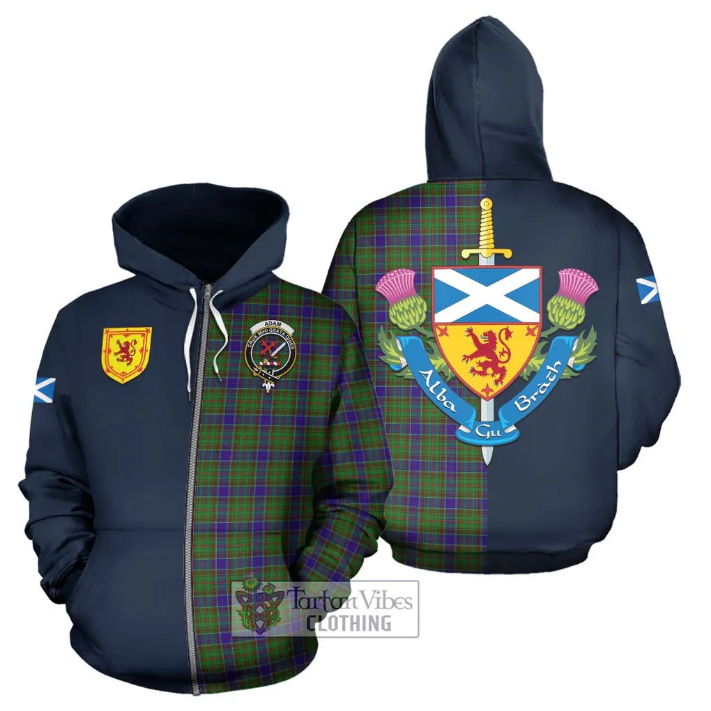 Adam Tartan Hoodie Alba with Scottish Lion Royal Arm Half Style