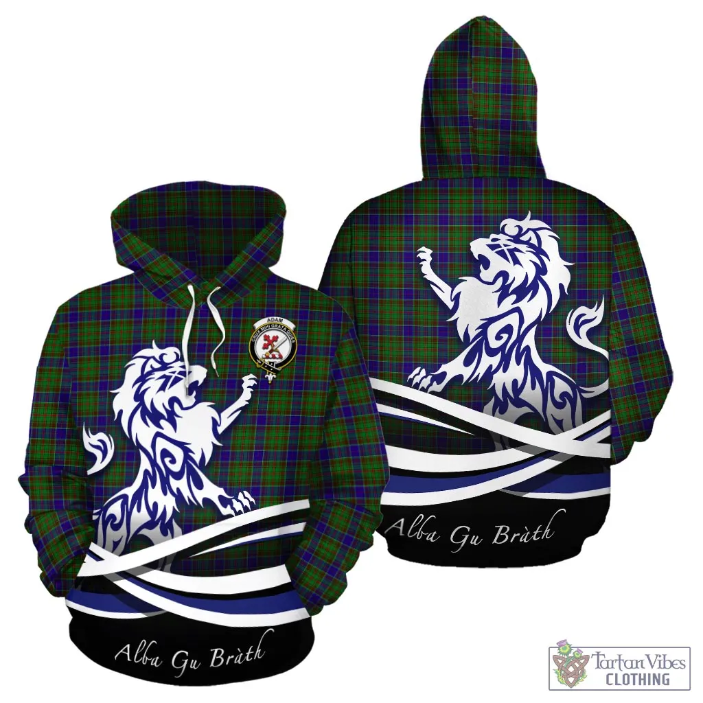 Adam Tartan Hoodie with Alba Gu Brath Regal Lion Emblem