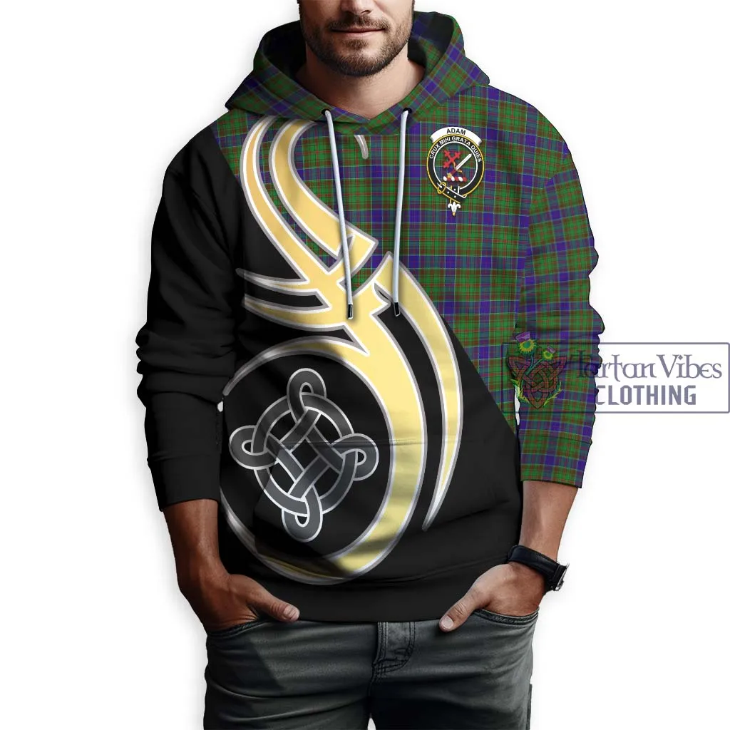 Adam Tartan Hoodie with Family Crest and Celtic Symbol Style