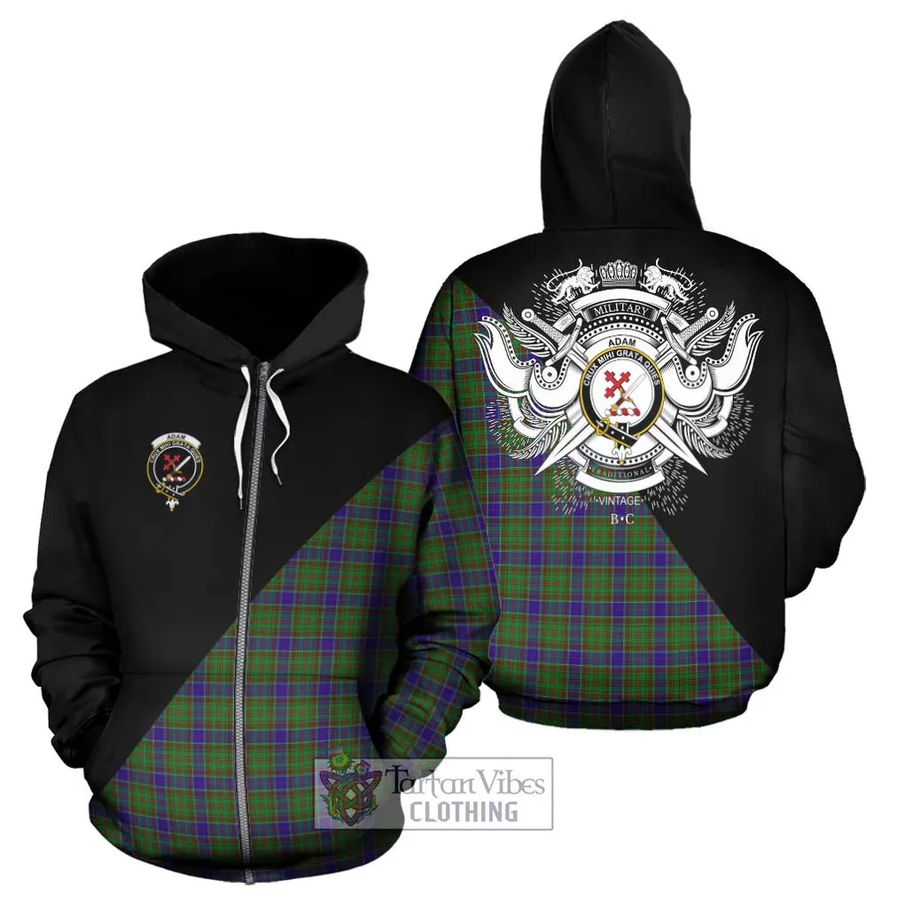 Adam Tartan Hoodie with Family Crest and Military Logo Style