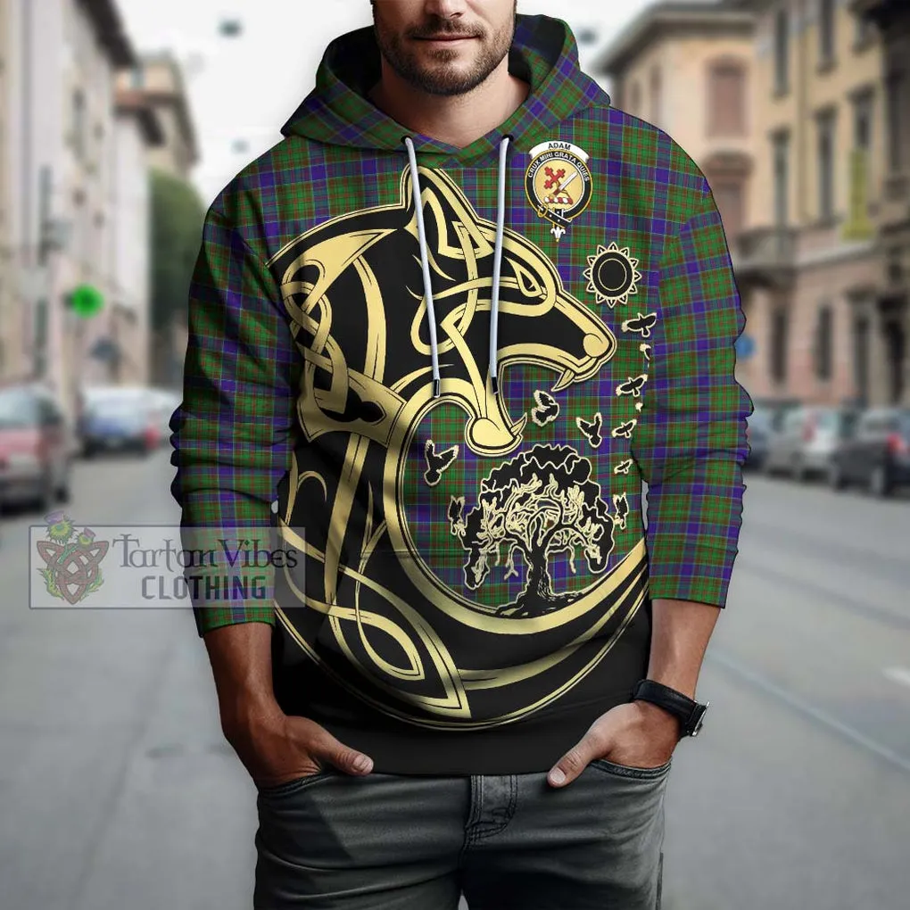 Adam Tartan Hoodie with Family Crest Celtic Wolf Style