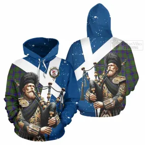 Adam Tartan Hoodie with Family Crest Scottish Bagpiper Vibes