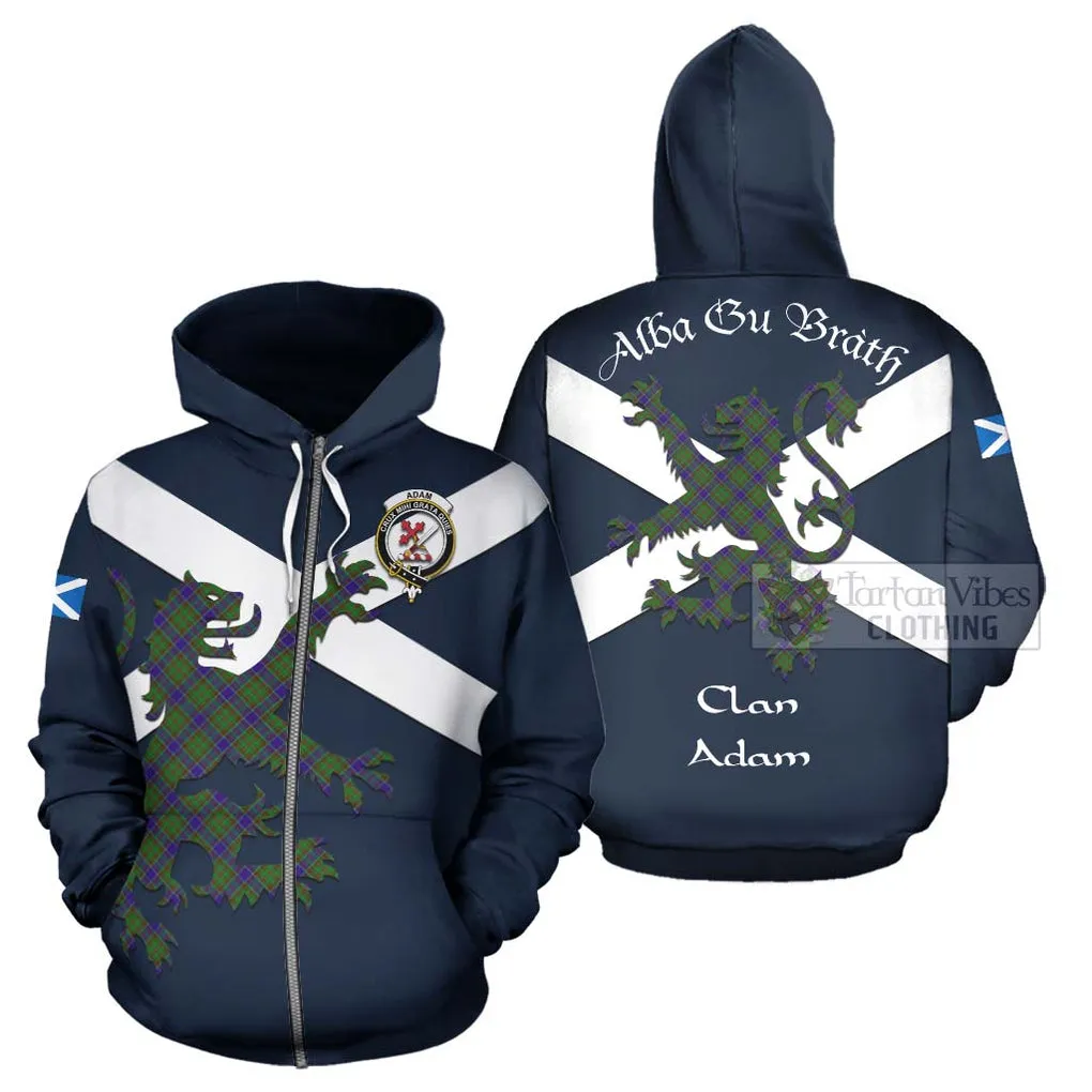 Adam Tartan Lion Rampant Hoodie Proudly Display Your Heritage with Alba Gu Brath and Clan Name