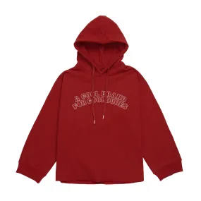 ADD Slogan Crop Hoodie Red