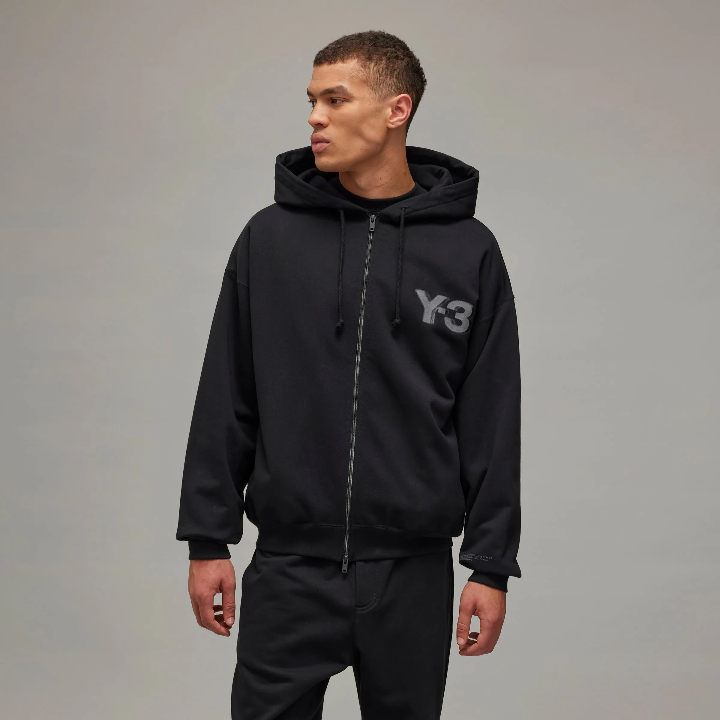 ADIDAS Y-3 Logo Zip Hoodie Black