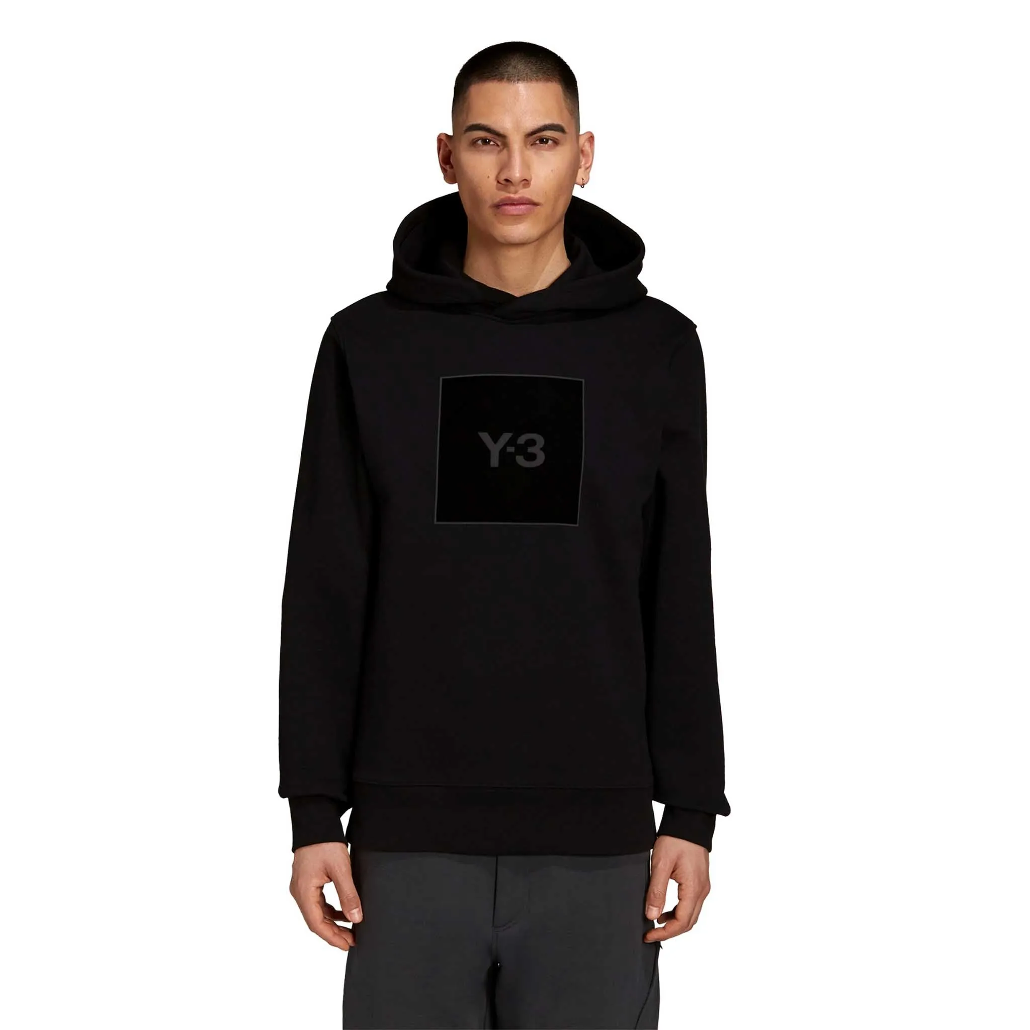 ADIDAS Y-3 Square Label Graphic Hoodie Black