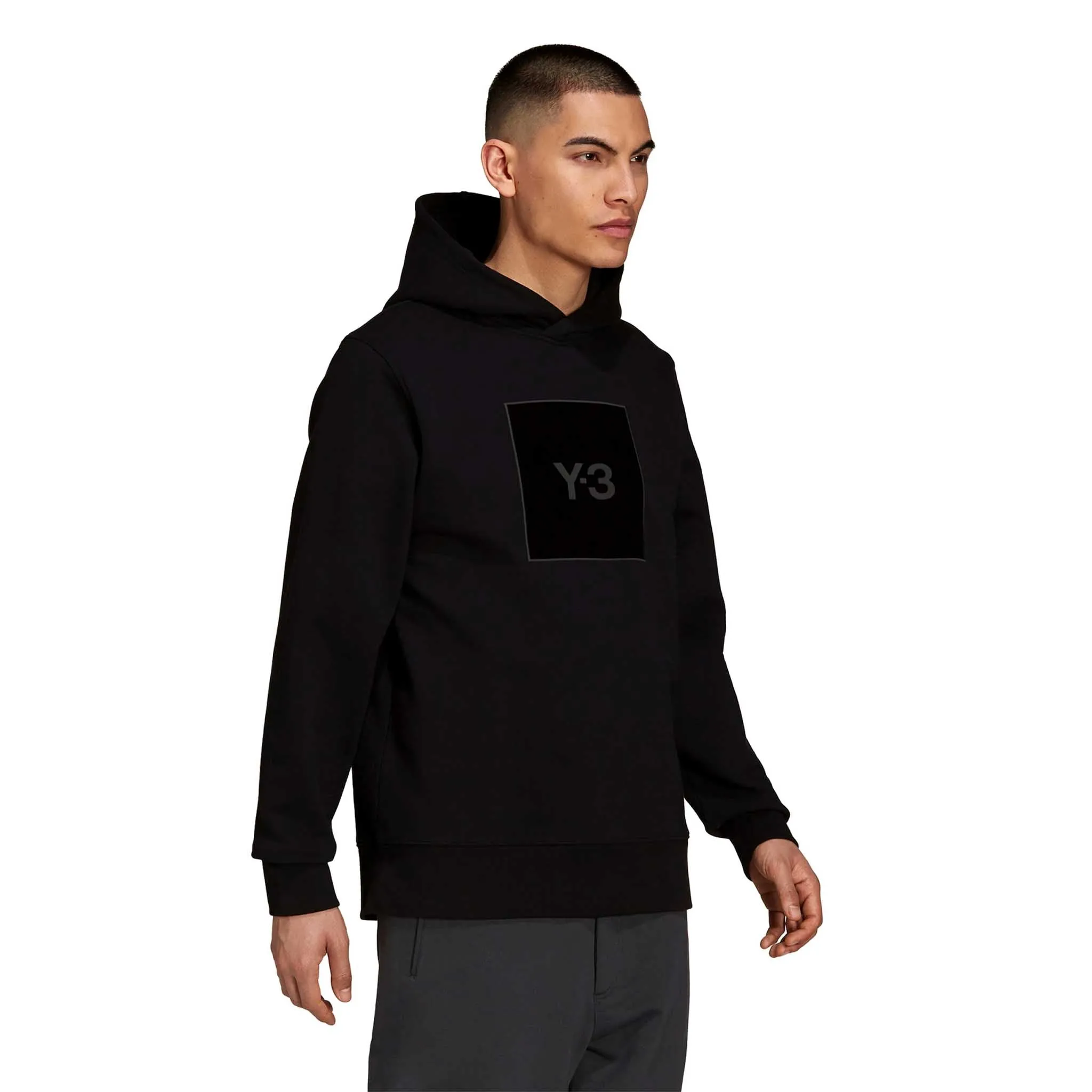 ADIDAS Y-3 Square Label Graphic Hoodie Black