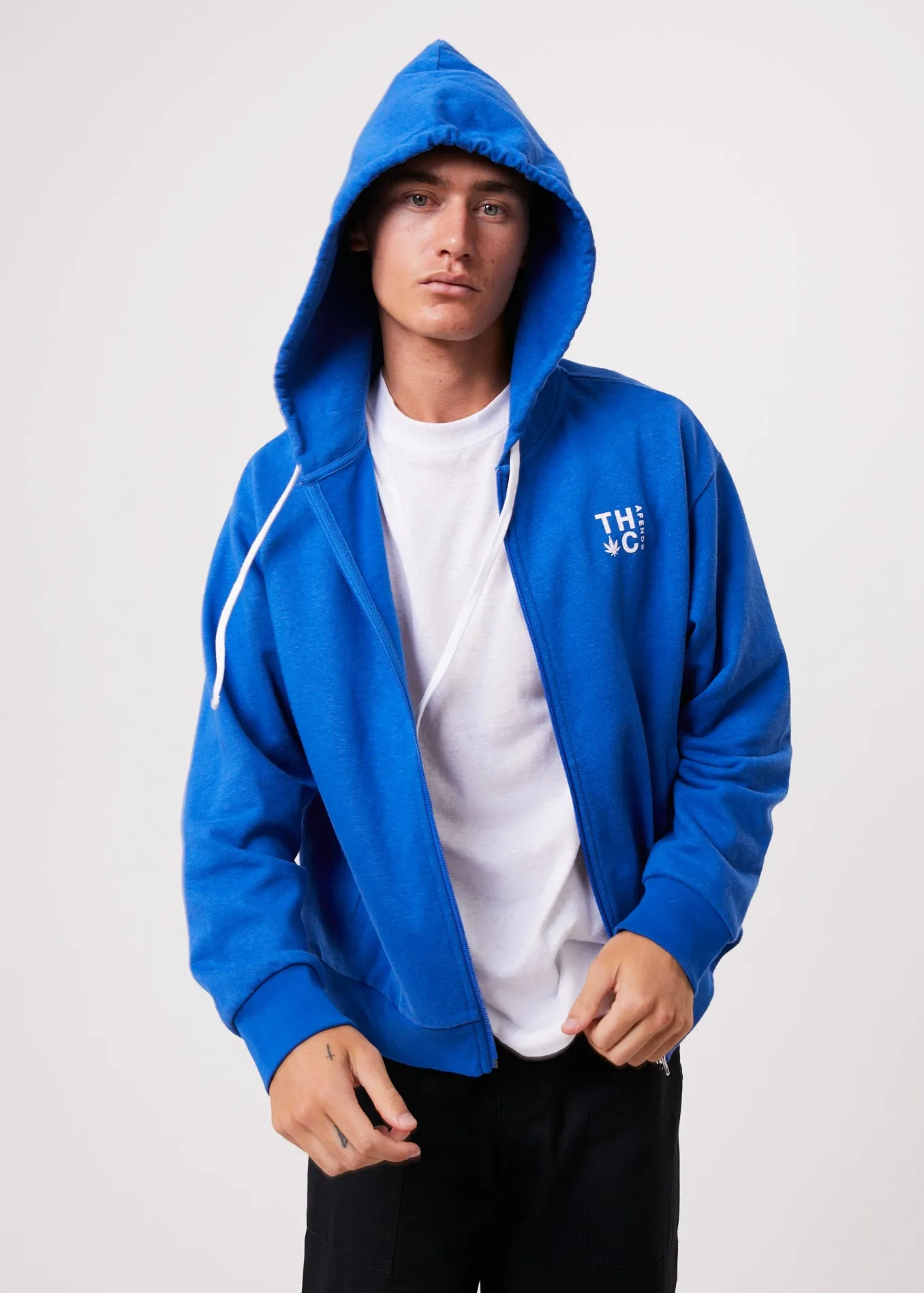 AFENDS Unisex Rolled Up - Unisex Zip Up Hoodie - Electric Blue