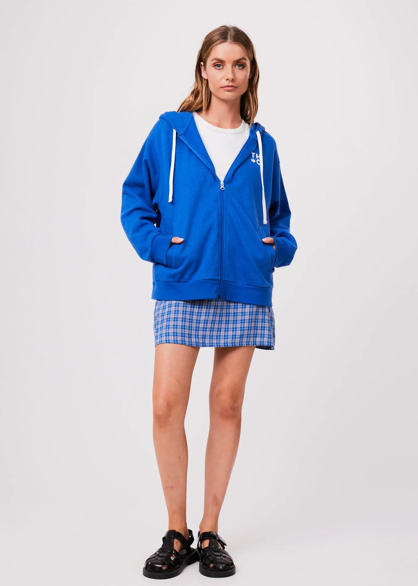 AFENDS Unisex Rolled Up - Unisex Zip Up Hoodie - Electric Blue