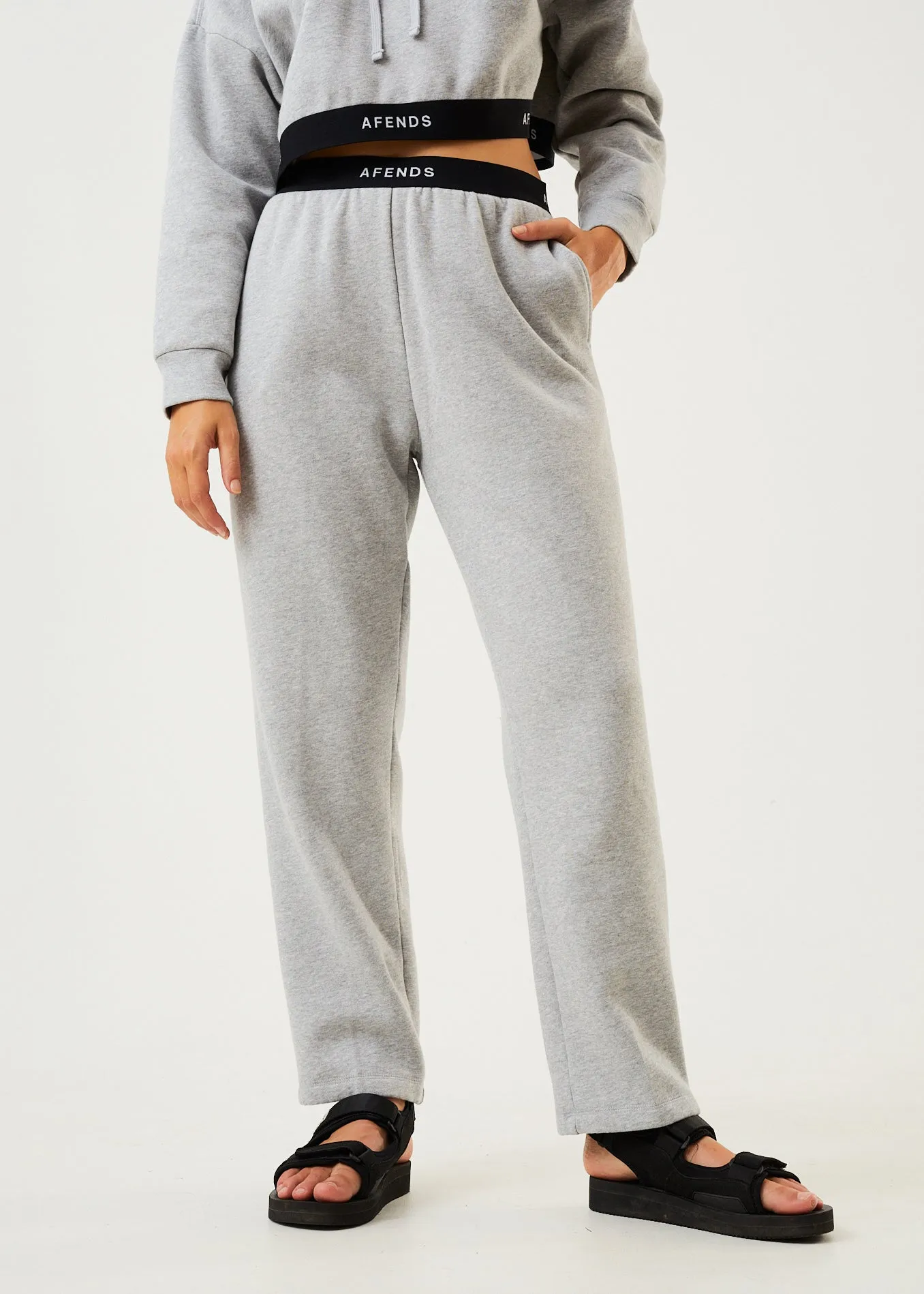 AFENDS Womens Homebase - Sweat Pants - Shadow Grey Marle