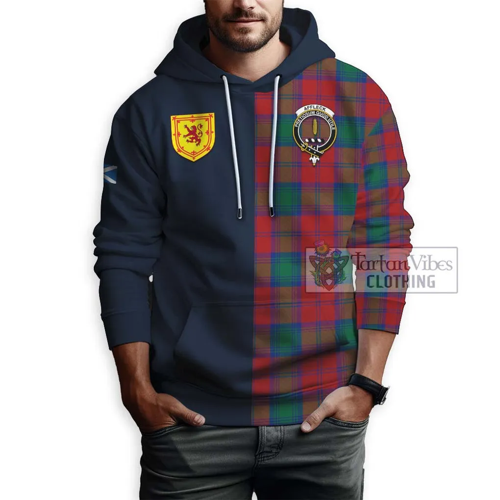 Affleck Tartan Hoodie Alba with Scottish Lion Royal Arm Half Style