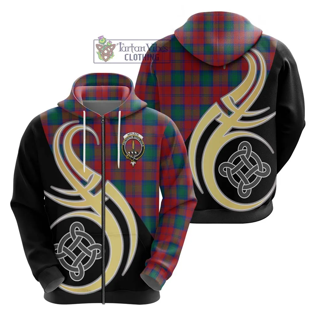 Affleck Tartan Hoodie with Family Crest and Celtic Symbol Style