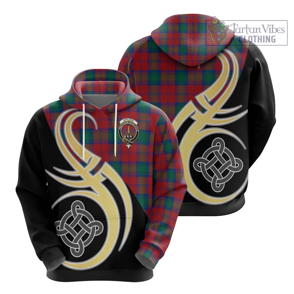 Affleck Tartan Hoodie with Family Crest and Celtic Symbol Style